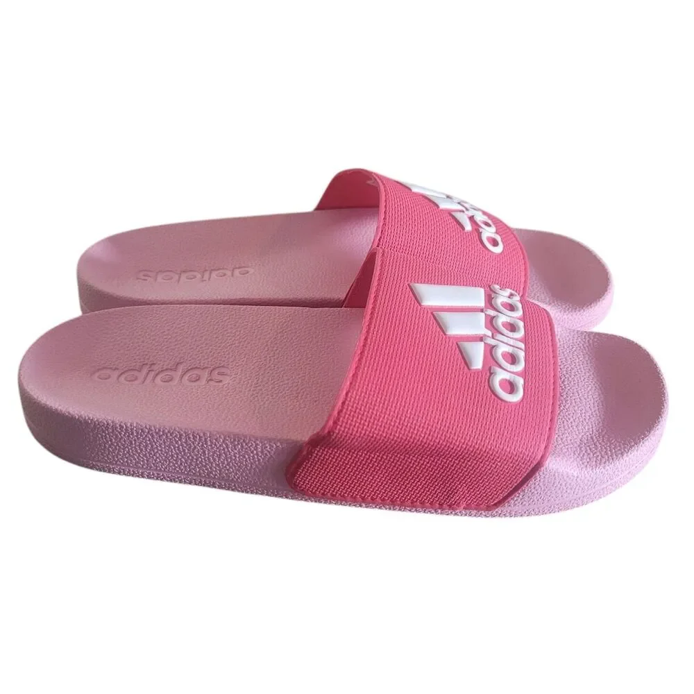 Adidas Adilette Shower Slides Sandals Girls Size 3 Pink Casual Sports Outdoor